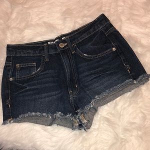 Mossimo High Rise Distressed Short Shorts - Size 7 - Dark Wash